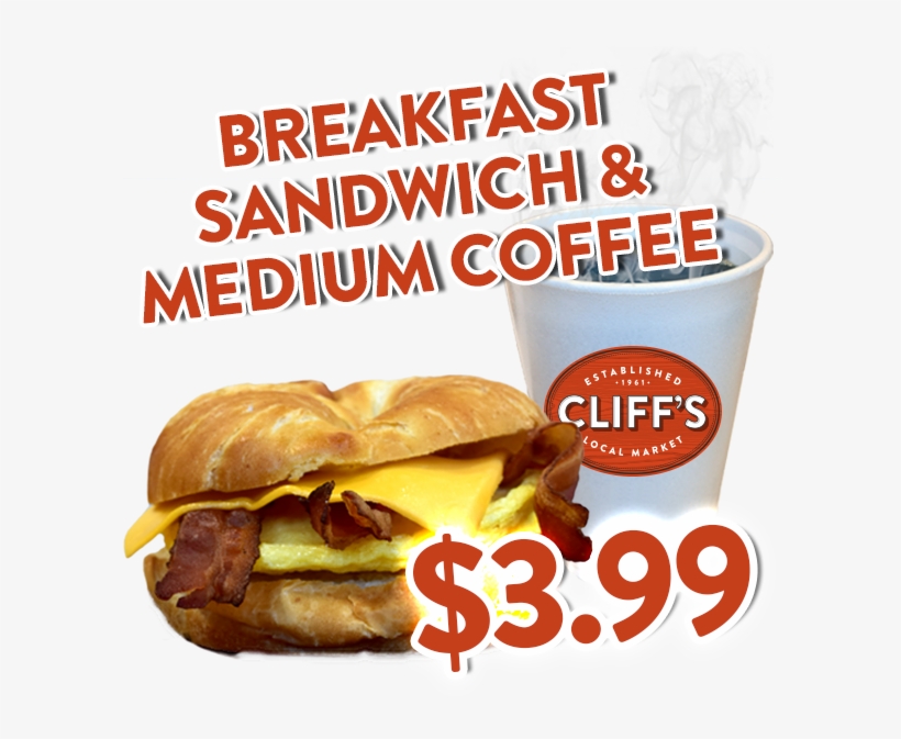 Breakfast Sandwich & Medium Coffee Special - Coffee, transparent png download