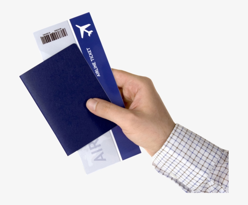 Airline Ticket Png Picture Library - Plane Ticket In Hand, transparent png download