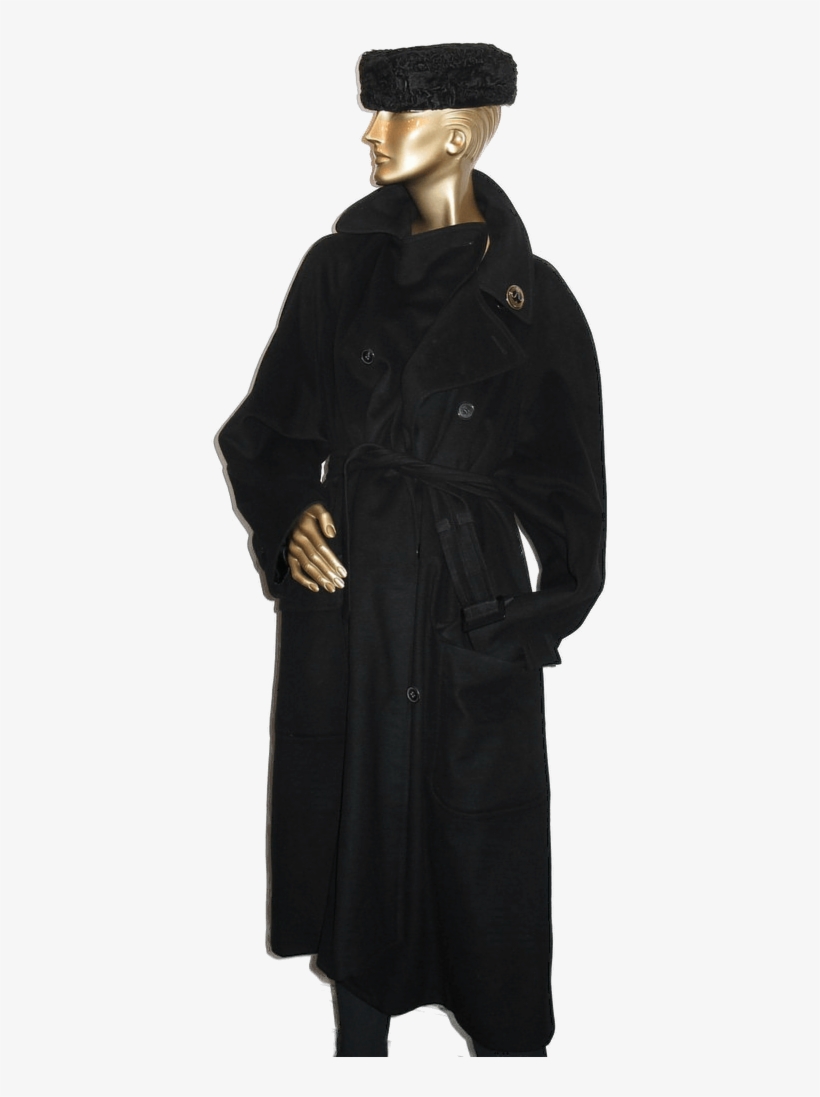 Print Men Black Coat Coat Coat 100 Sz52 Poupishop Cashmere - Cashmere Wool, transparent png download