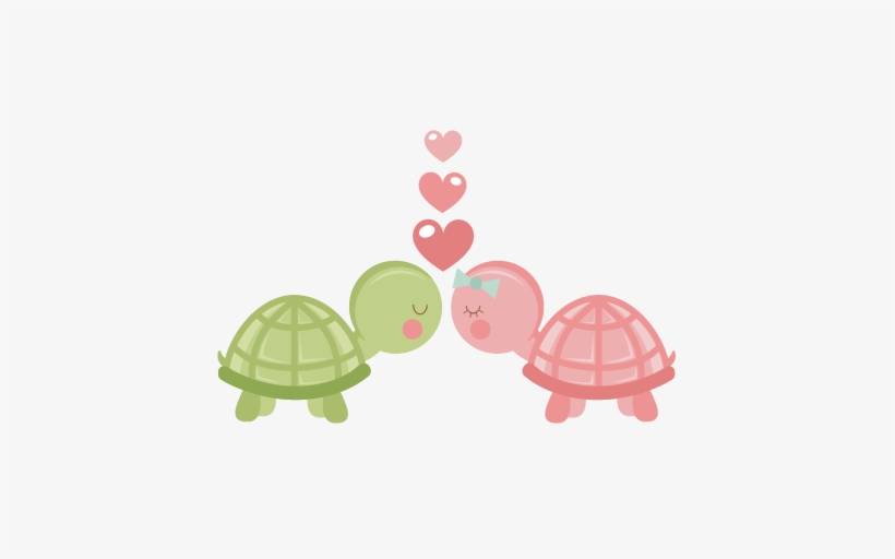 Tortoise Clipart Pink - Cute Turtles In Love, transparent png download