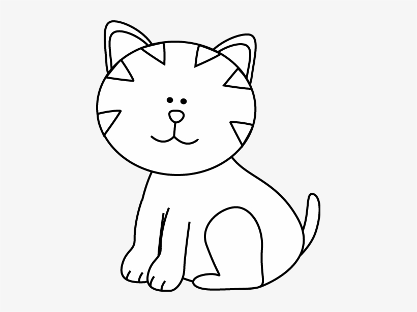 Black And White Kitten Clip Art - Clipart Black And White Image Of Cat, transparent png download