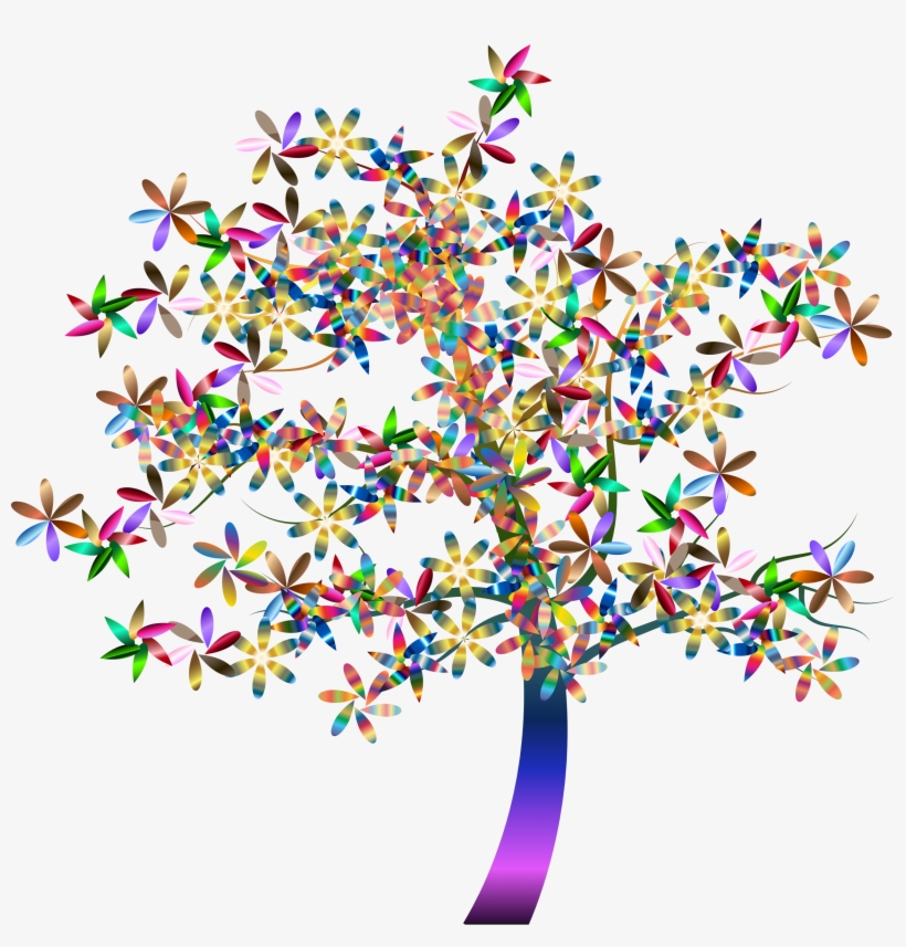 Colorful Floral Tree Jpg Transparent - Colorful Tree Clipart, transparent png download