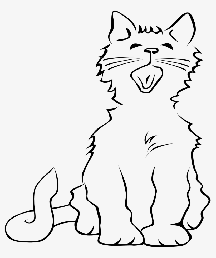 Cat Clip Art Black And White - Cat Meowing Clip Art, transparent png download
