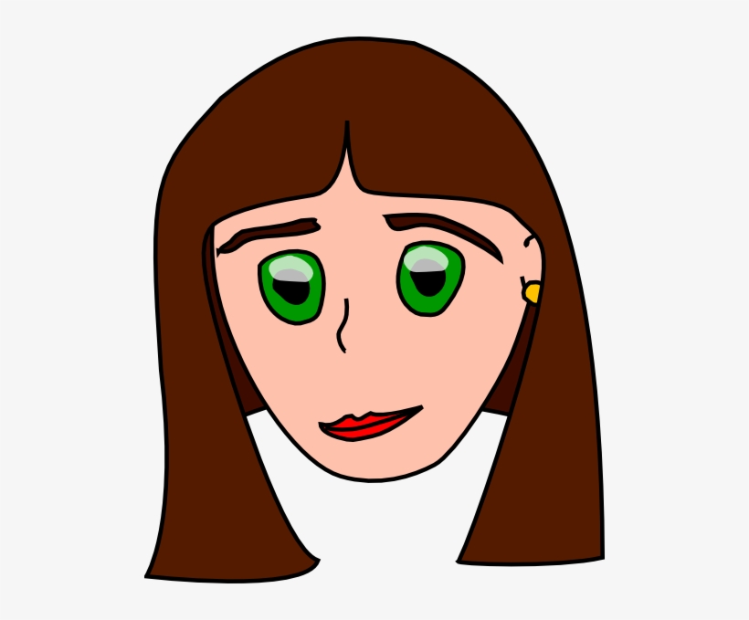 Brunette Clipart Woman Face - Girl Head Clip Art, transparent png download