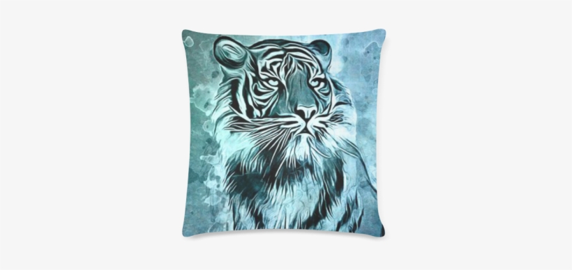 Watercolor Tiger Custom Zippered Pillow Case 16"x16" - Watercolor Painting, transparent png download