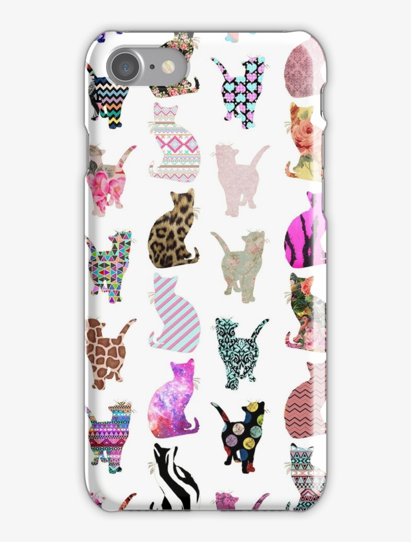 Girly Whimsical Cats Aztec Floral Stripes Pattern Iphone - Galaxy S7 Case Cats, transparent png download