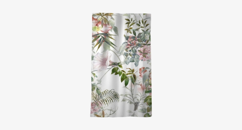 Watercolor Painting Of Leaf And Flowers, Seamless Pattern - Placemat, transparent png download