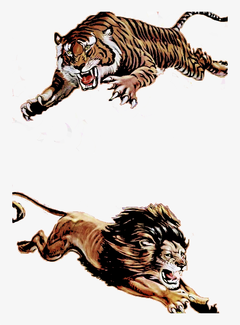 Lion And Tiger Cut-outs - Surviving Jersey By Scott Loring Sanders, transparent png download