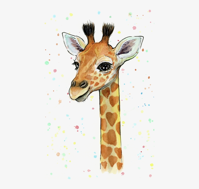 Bleed Area May Not Be Visible - Giraffe Watercolor Painting, transparent png download