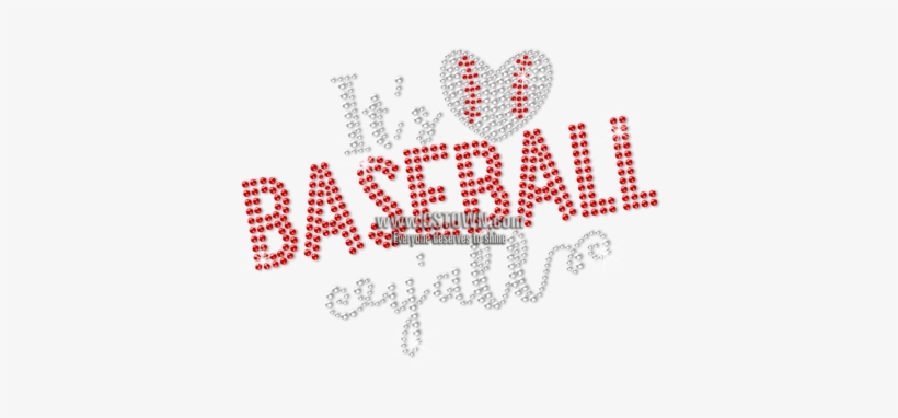 Crystal Baseball Heart Hotfix Rhinestone Transfer - Calligraphy, transparent png download
