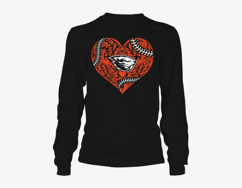 Fan Dashboard Oregon State Beavers Pattern Heart Baseball - Tedy Bruschi Unisex Long Sleeve, transparent png download