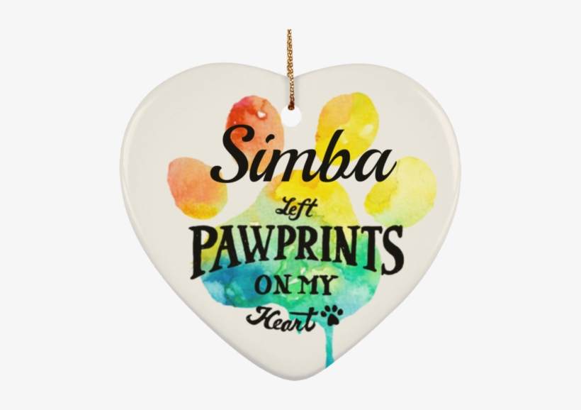 Pawprints On My Heart Personalized Ceramic Heart Ornament - Pawprints On My Heart, transparent png download