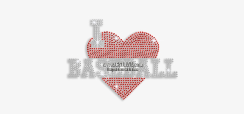 Heart I Love Baseball Rhinestone Iron On Transfer - Graphic Design, transparent png download