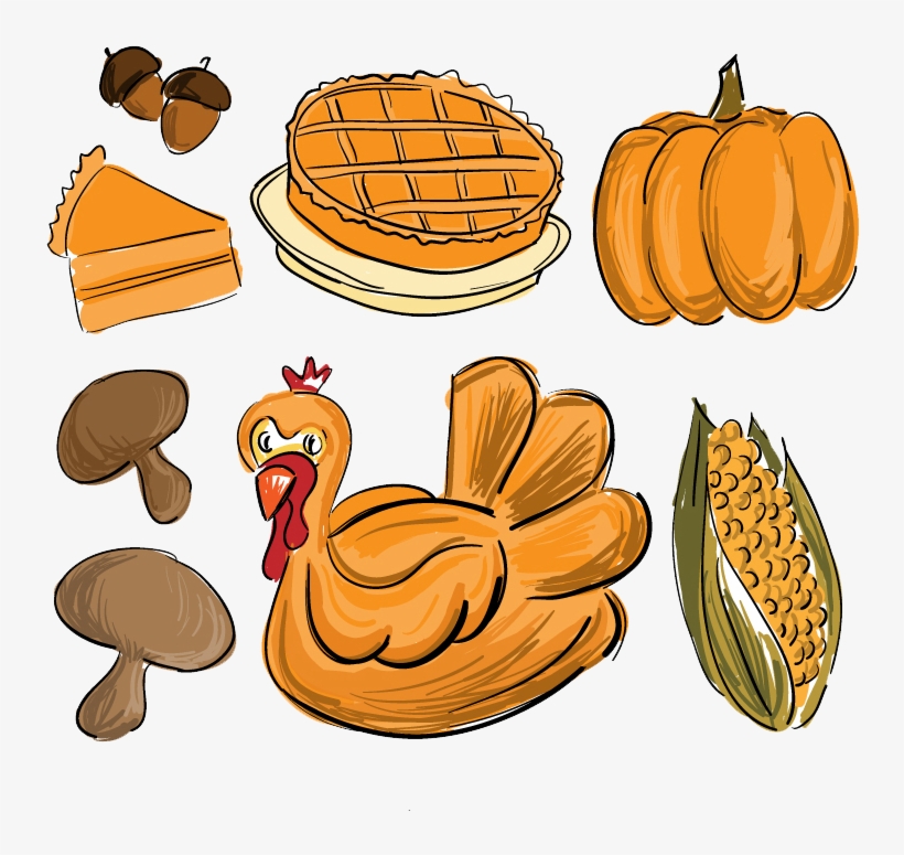 Thanksgiving Dinner Drawing At Getdrawings - Thanksgiving Food Vector Png, transparent png download