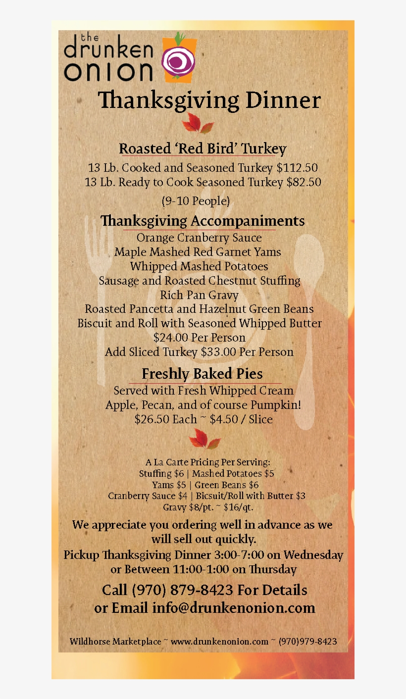 Enjoy A Thanksgiving Meal At Home With Drunken Onion's - Apple, transparent png download