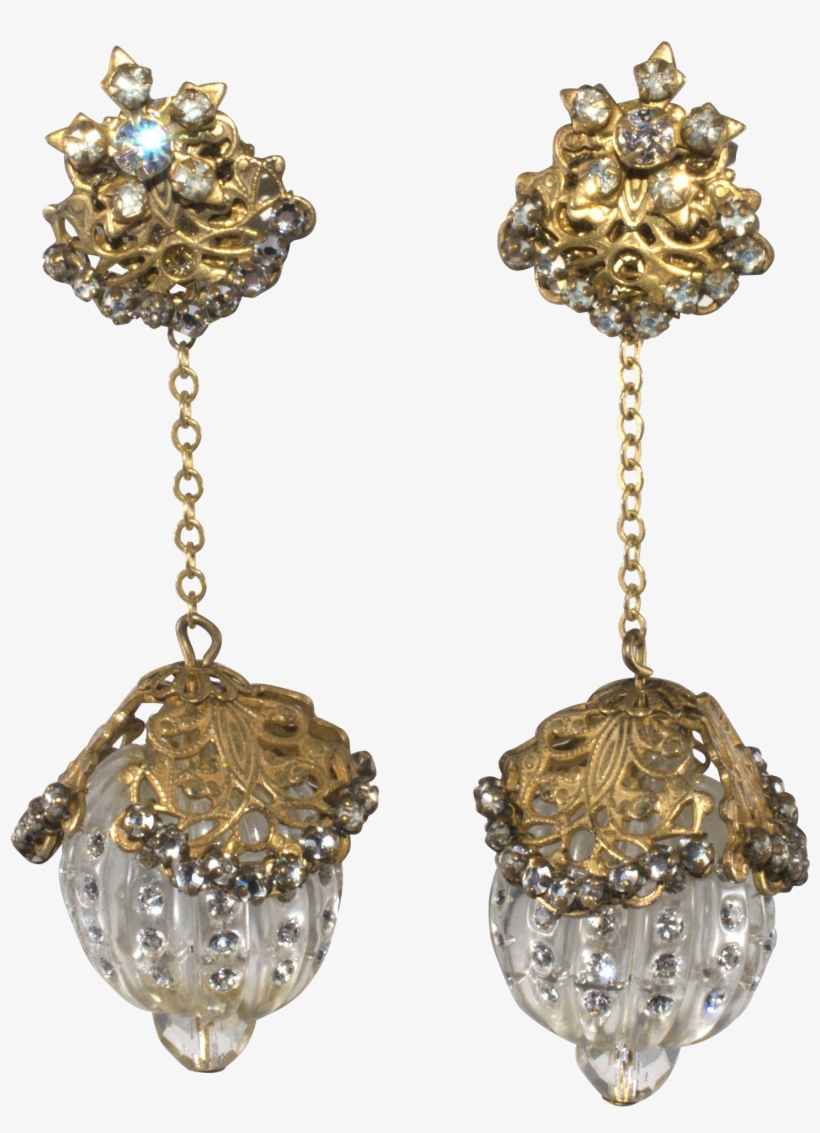 Miriam Haskell Long Dangle Glass Ball Earrings With, transparent png download