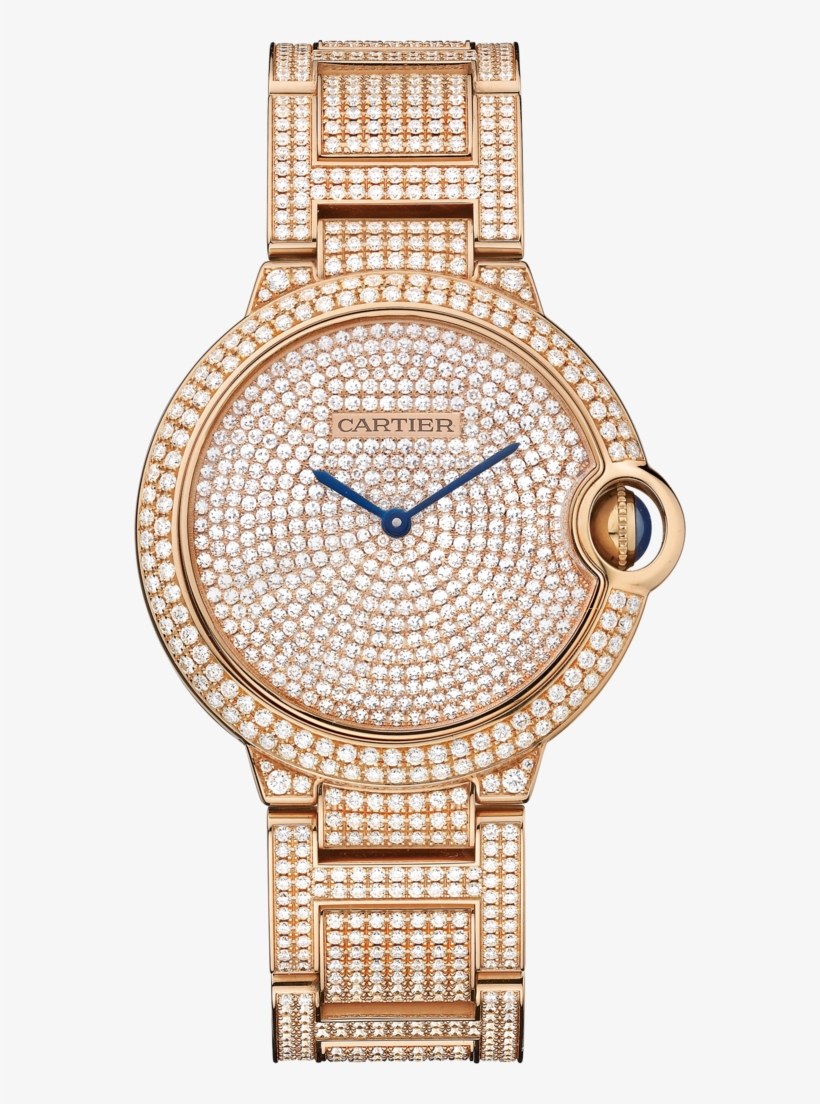 Ballon Bleu De Cartier Watch36 Mm, 18k Pink Gold, Diamonds - Cartier Ballon Bleu - 36mm, transparent png download