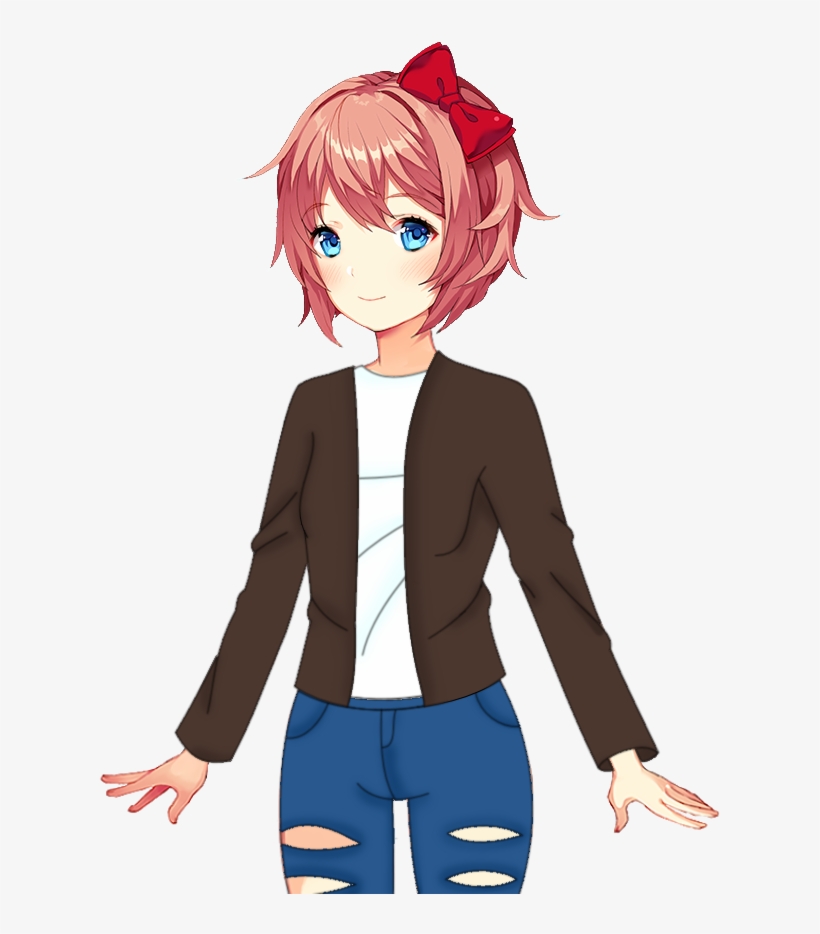 Off-topicsayori - Sayori Casual Sprite Edit, transparent png download