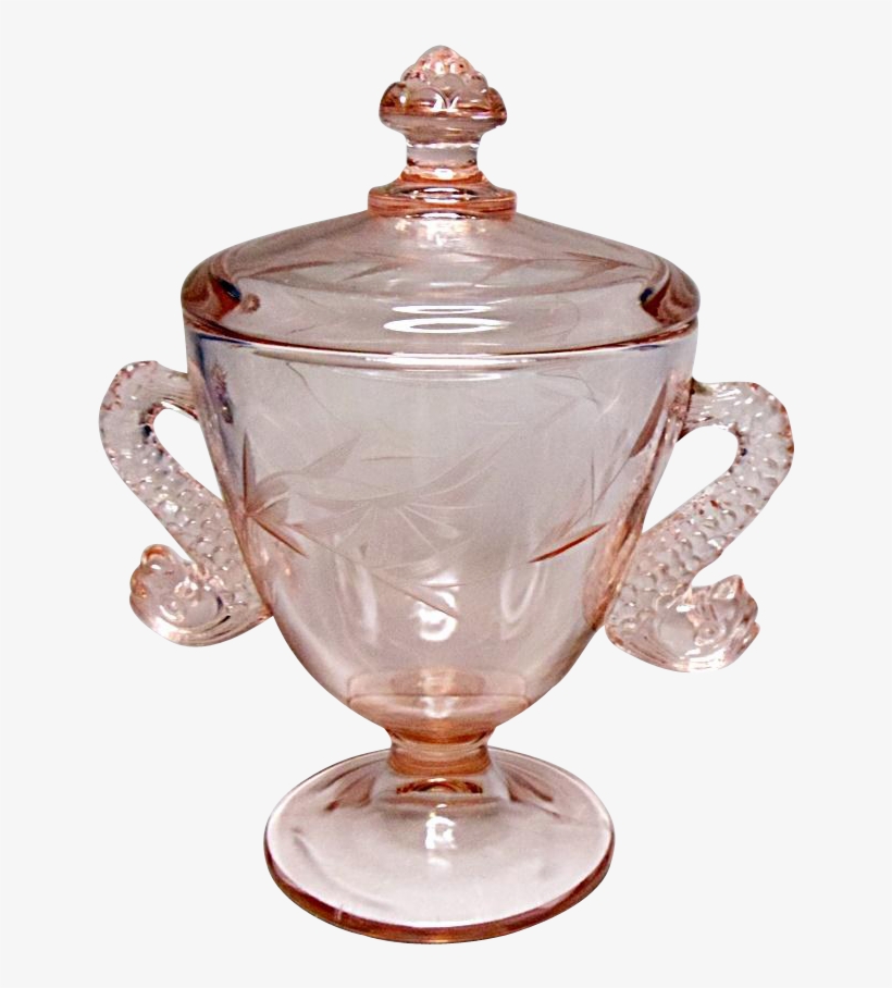 Depression Era Rose Pink Dolphin Footed Candy Box With - Sugar Bowl, transparent png download