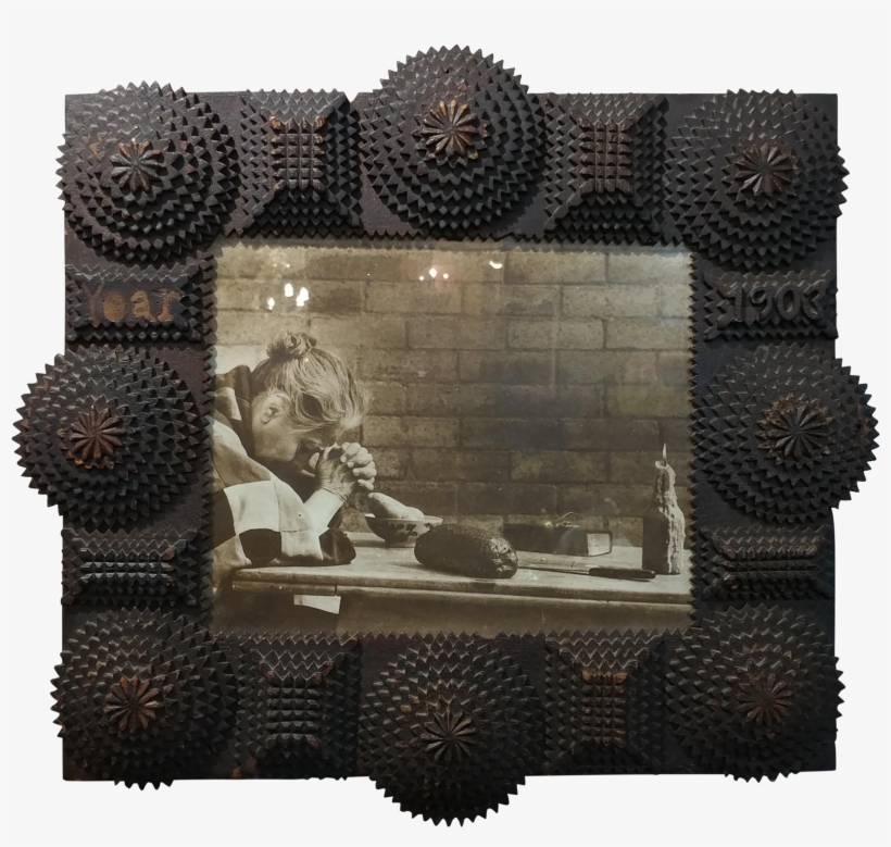 Antique Tramp Art Picture Frame On - Picture Frame, transparent png download