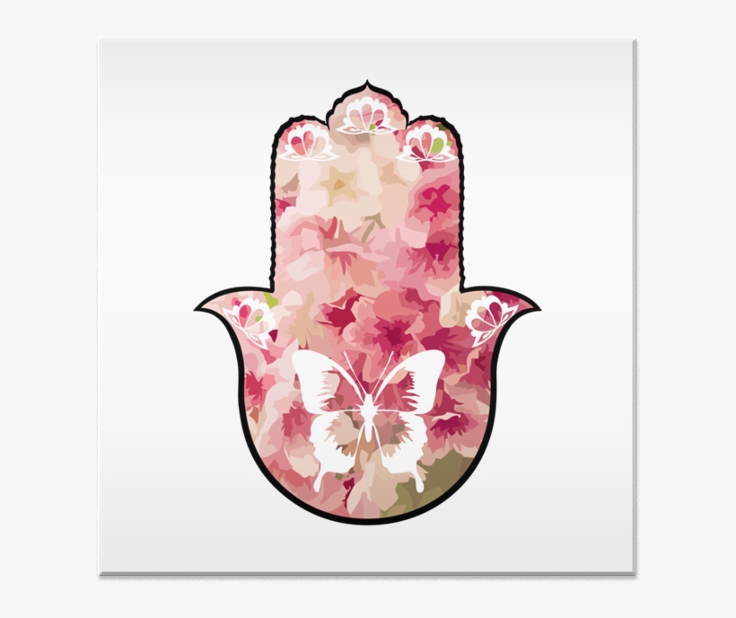 Azulejo Hamsa Flores Borboleta / Hamsa Flower Butterfly - Flower, transparent png download