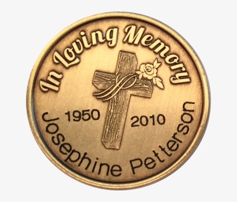 In Loving Memory Engraved Cross Rose Memorial Bronze - 1983 Krugerrand 2 Oz, transparent png download