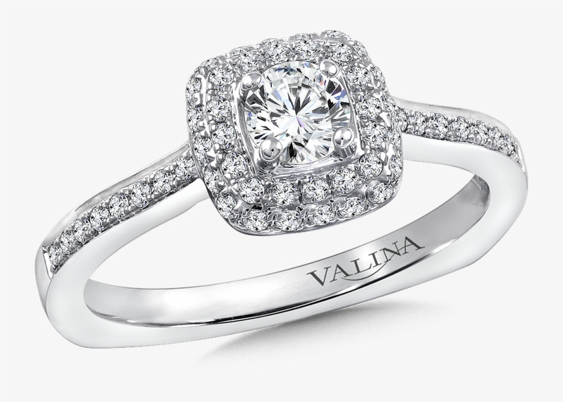 Valina Diamond Halo Engagement Ring Mounting In 14k - Round White Sapphire Engagement Rings, transparent png download