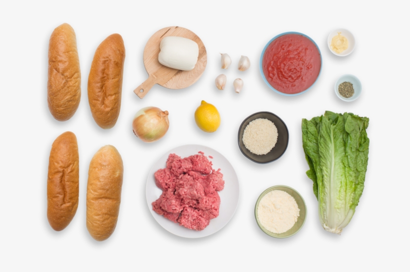 Italian Meatball Sandwiches With Caesar-style Romaine - Italian Ingredients Png, transparent png download