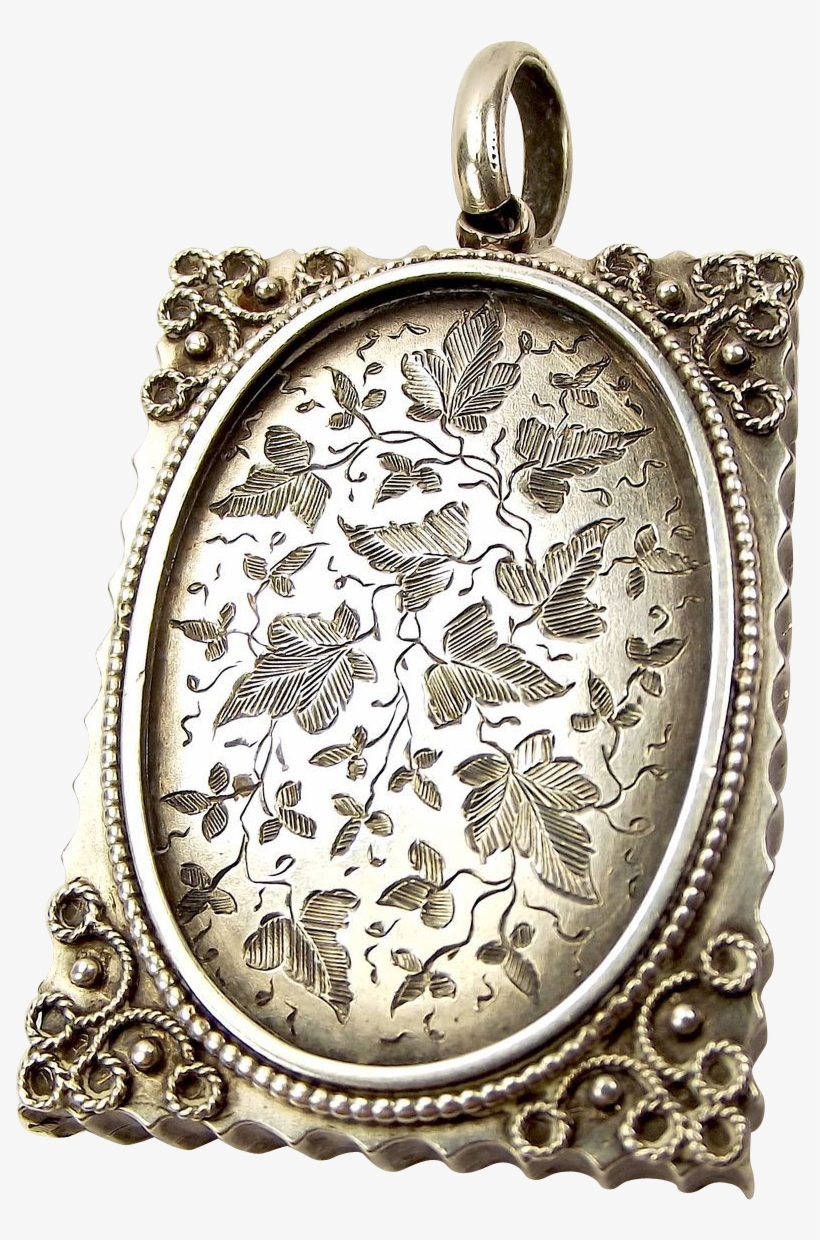 Victorian Sterling Silver Book Shaped Locket Ivy Leaf - Jewellery, transparent png download