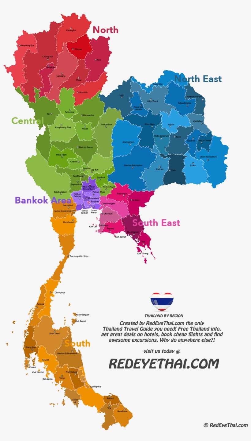 Thailand Map By Regions - Regions Of Thailand Map, transparent png download