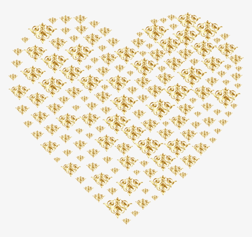 Gold Damask Heart No Background - Wallpaper, transparent png download