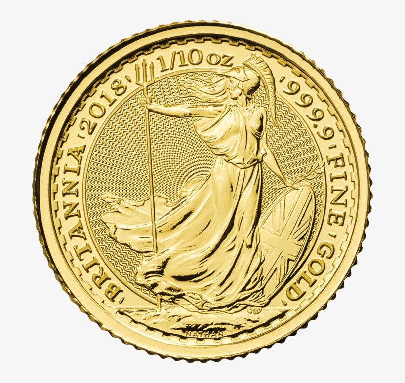 Britannia 2018 1/10 Oz Gold Coin - Britannia 1 10 Oz Gold Coin, transparent png download