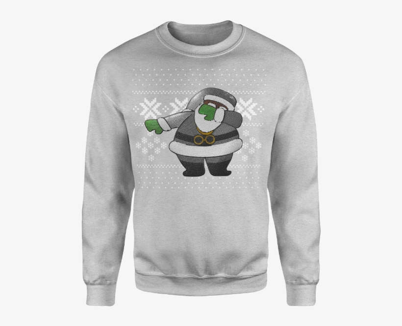 Dabbin Santa Silver Sequin Sweatshirt [grey] - Sequin Paw Print Embroidered Sweatshirt, transparent png download