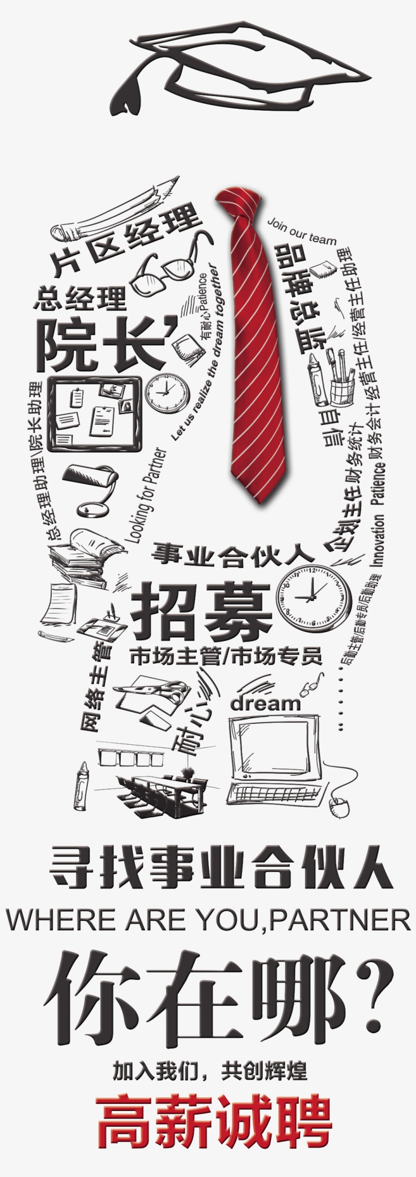 Recruitment Personality Creative Typography Word Design - Poster, transparent png download