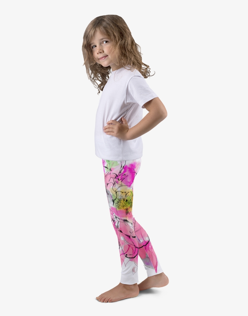 Watercolor Peony Kid's Leggings - Leggings, transparent png download