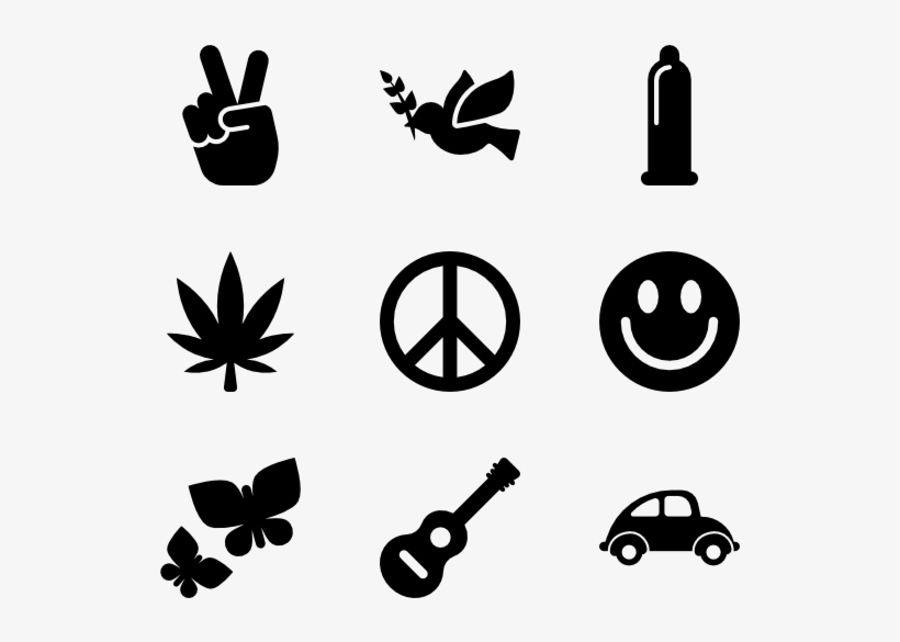 Peace And Love - Peace And Love Icons, transparent png download