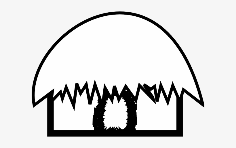 Hut Black And White Clip Art At Clker - Outline Picture Of Hut, transparent png download
