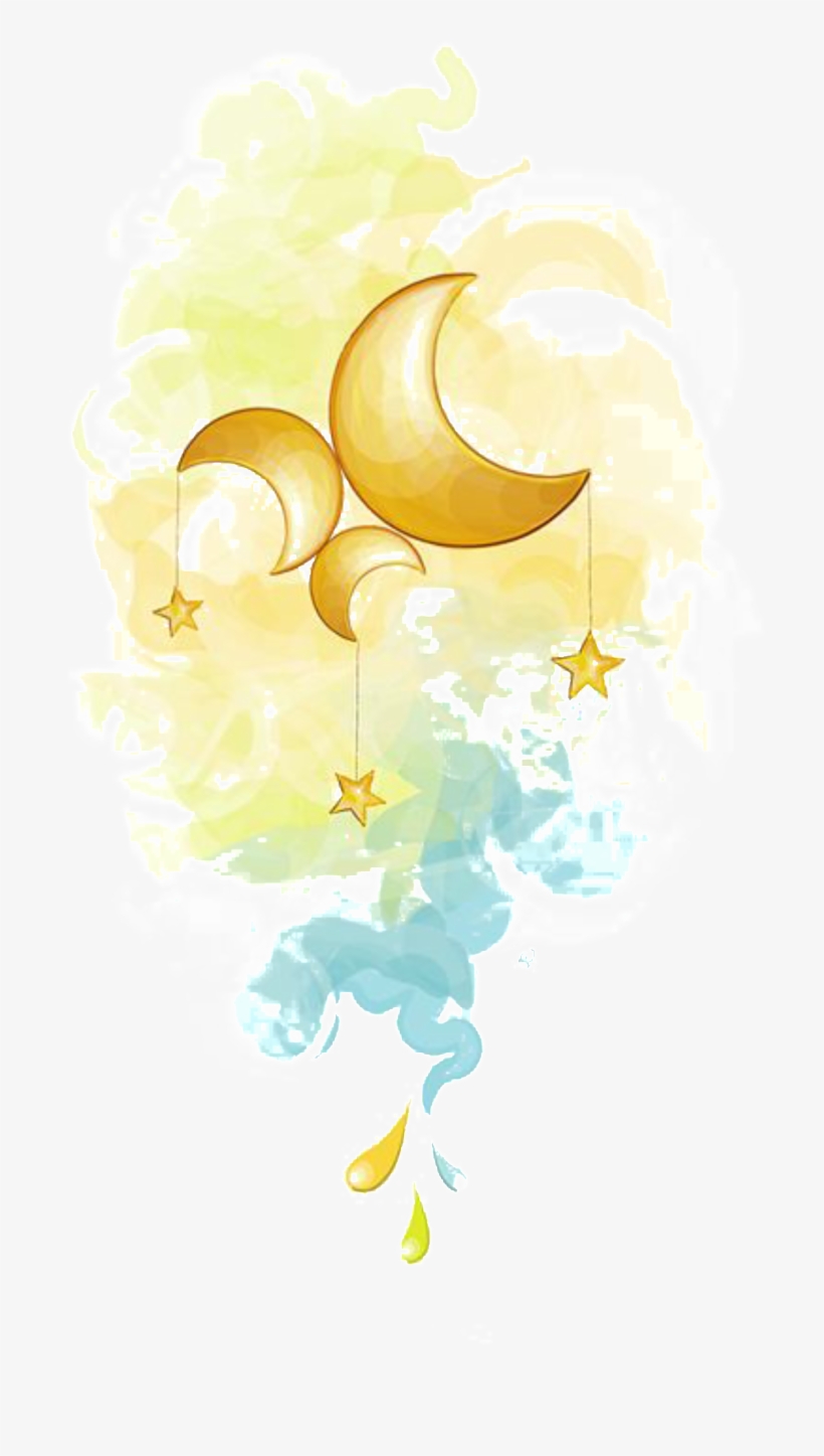 Painted Fairy Moon And Star Pattern Elements - Stars And Moon Watercolor Clipart, transparent png download