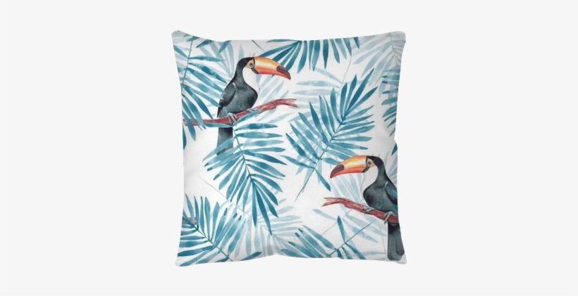 Watercolor Seamless Pattern 3 Throw Pillow • Pixers® - Zazzle Grey Toucan | Add Your Name Tri-fold Wallets, transparent png download