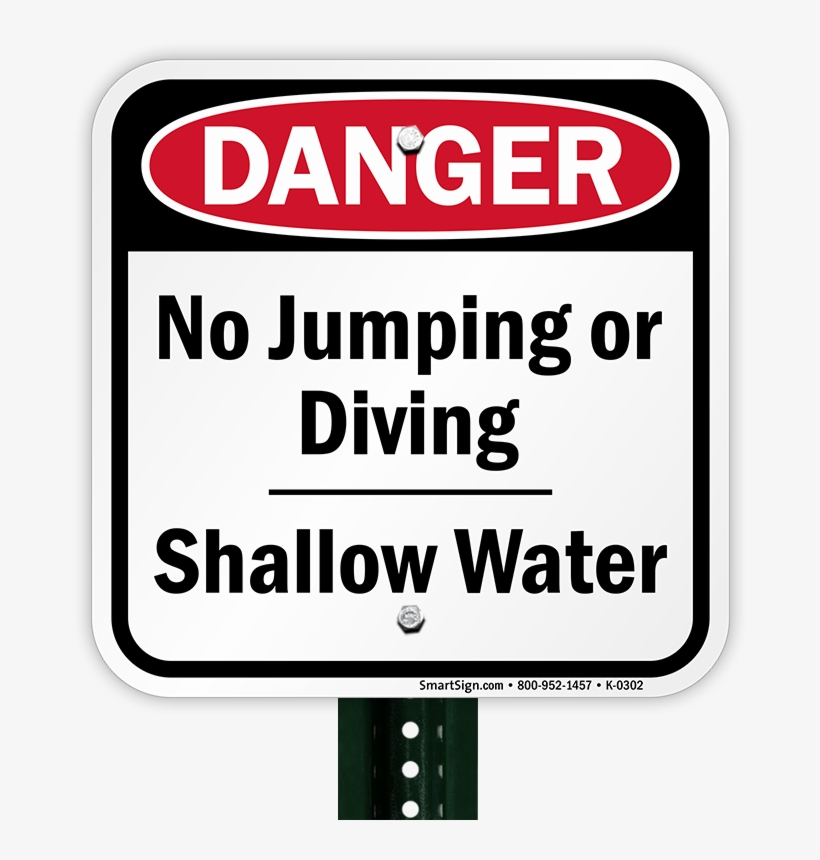 No Jumping Or Diving Shallow Water Danger Sign - Sign, transparent png download