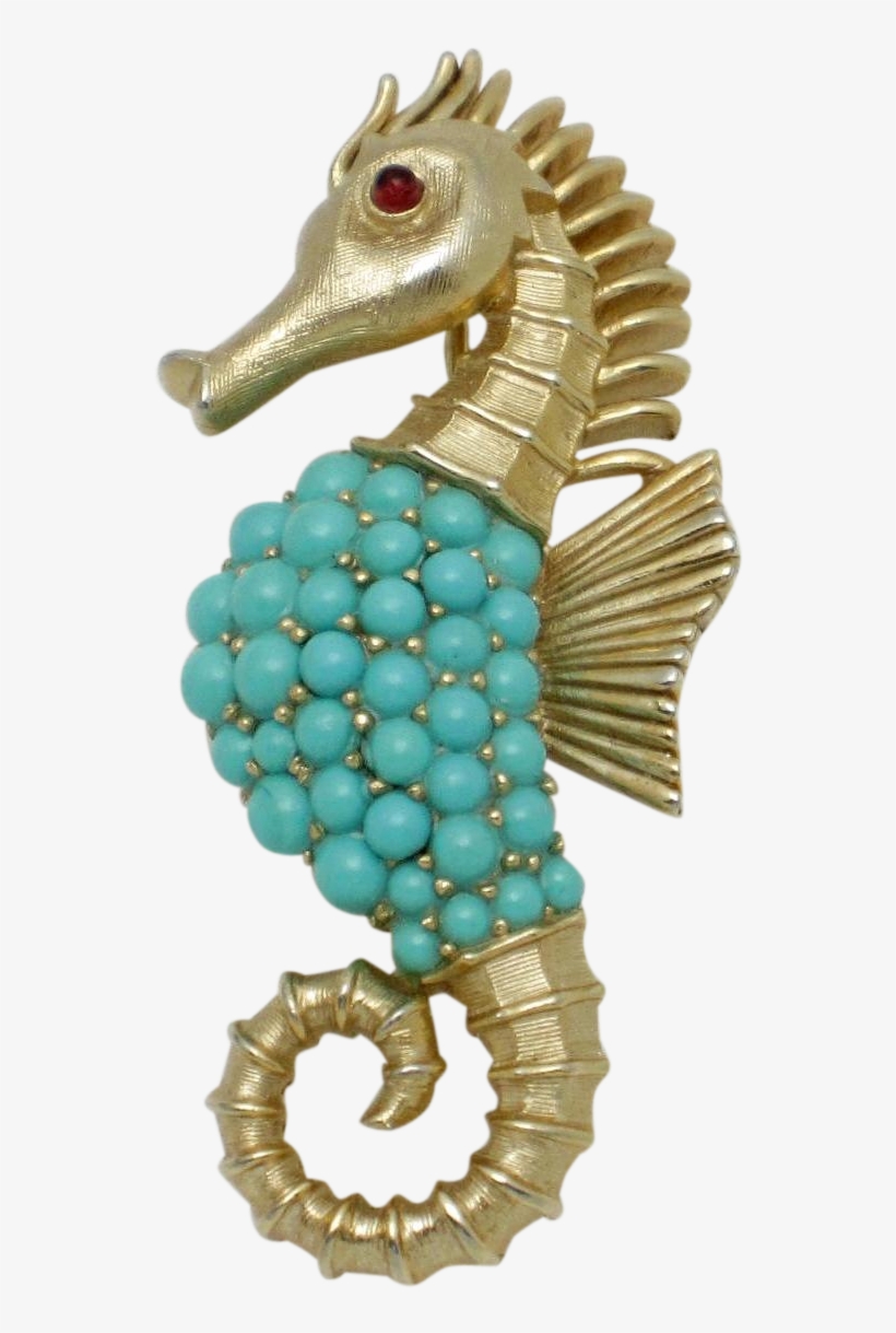 Vintage Crown Trifari Figural Seahorse Brooch Pin, transparent png download