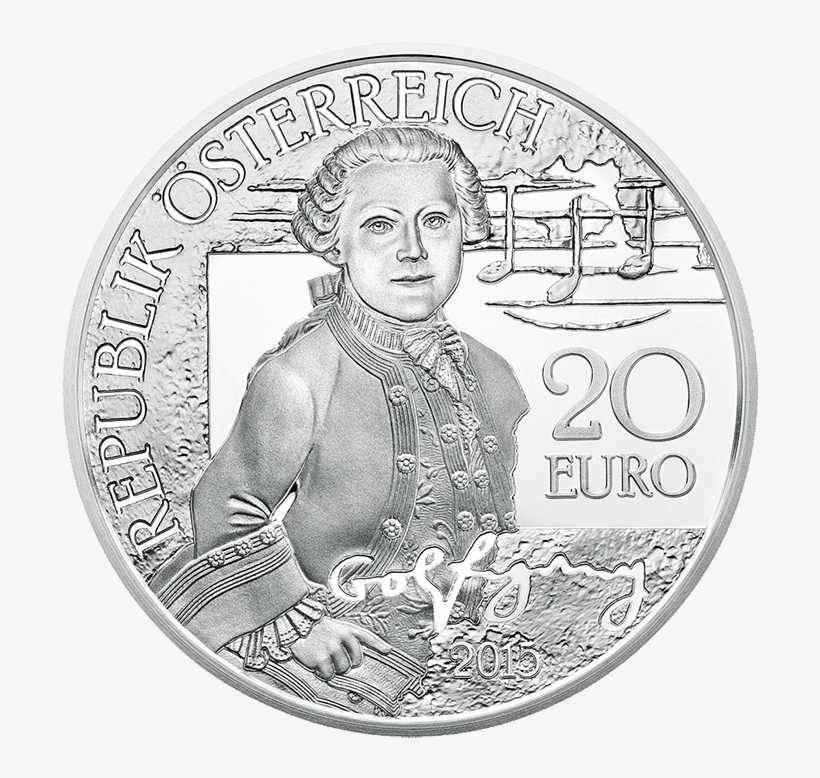 20-euro Coin 2015 Mozart Avers - Монета 20 Евро Моцарт, transparent png download