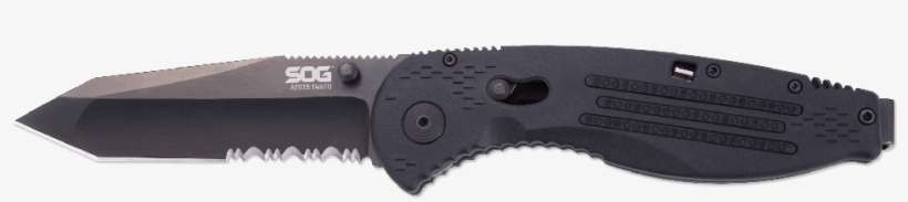 Sog Aegis Black Tini Partially Serrated Tanto Blade - Sog Aegis Tanto, transparent png download