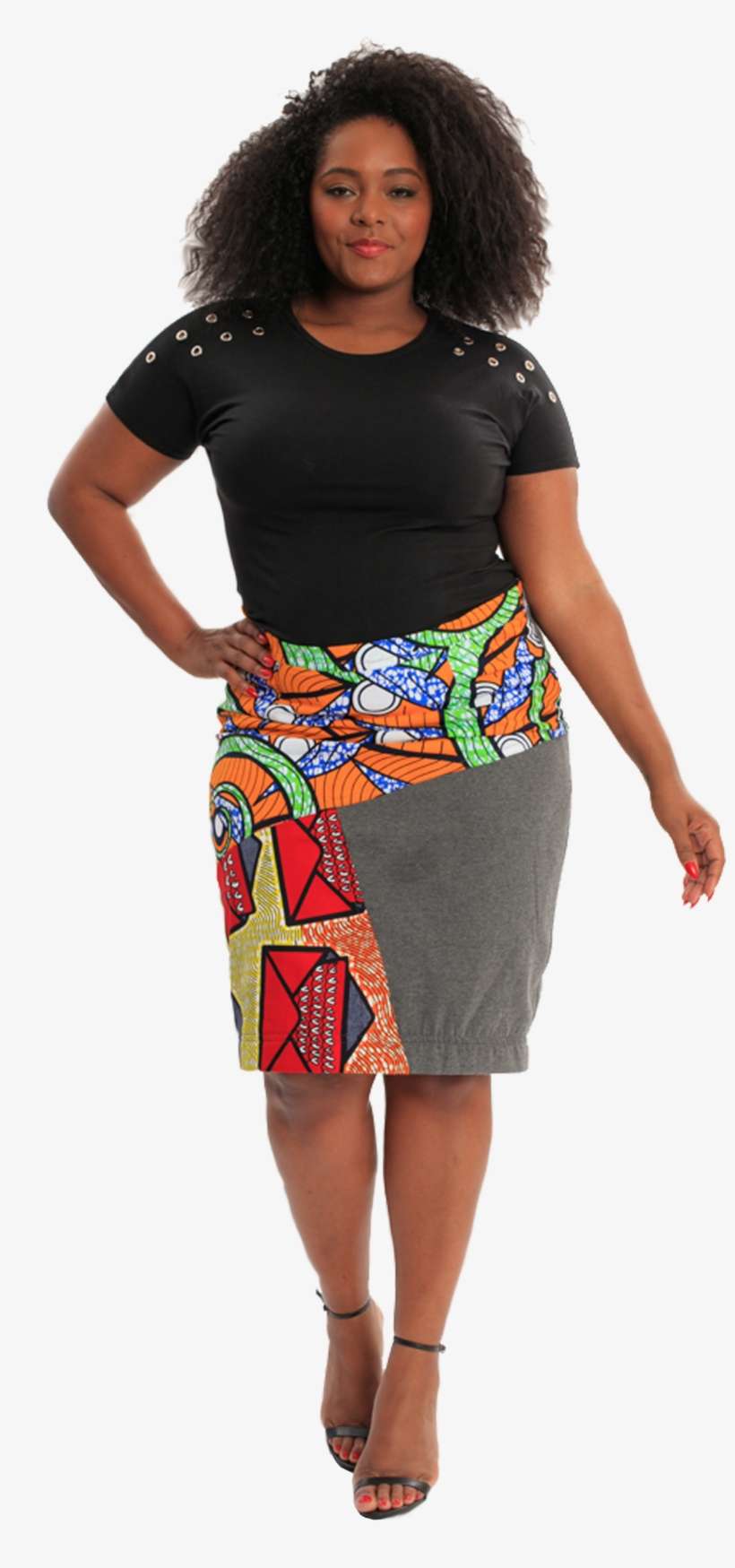 Happy Blues African Print Pencil Skirt - Skirt, transparent png download
