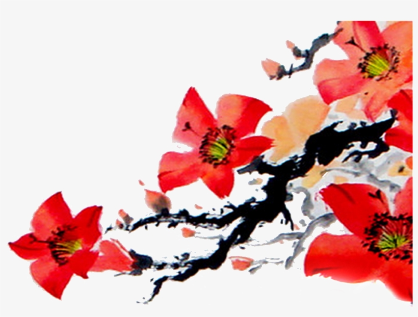 Ink Red Peach Flower - Bombax Ceiba Flower Illustration, transparent png download