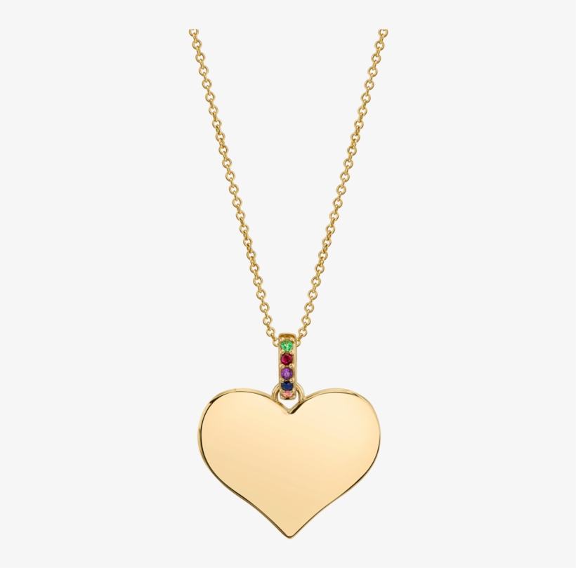 Wide Heart Pendant With Rainbow Bale - Pendant, transparent png download