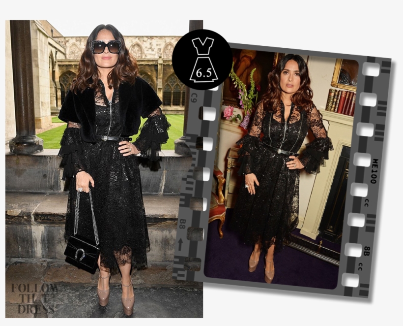 Salma Hayek In Gucci - Gucci Black Dress 2017, transparent png download