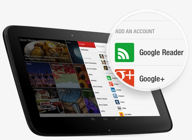 Flipboard Was Quite Proud Of Its Google Reader Support - Tablet Computer, transparent png download