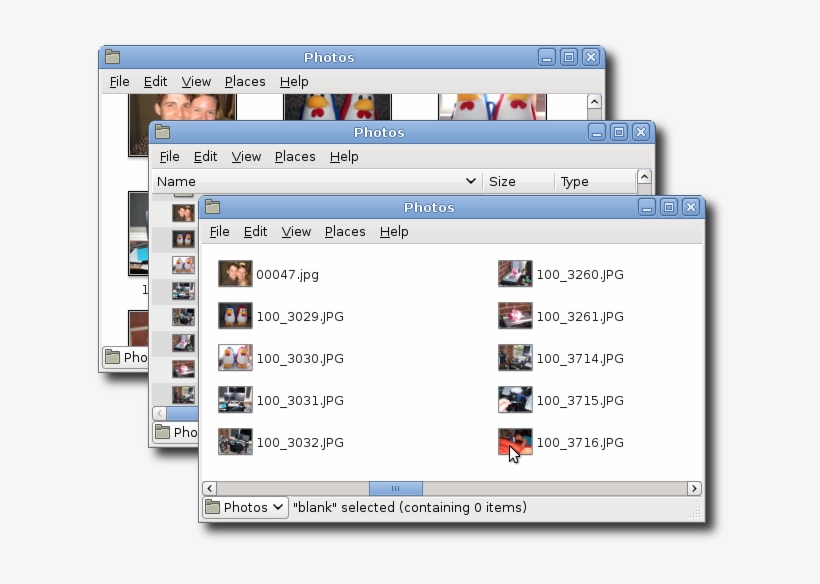 Figure 5 The Three File Views - Gnome Nautilus 2.4, transparent png download