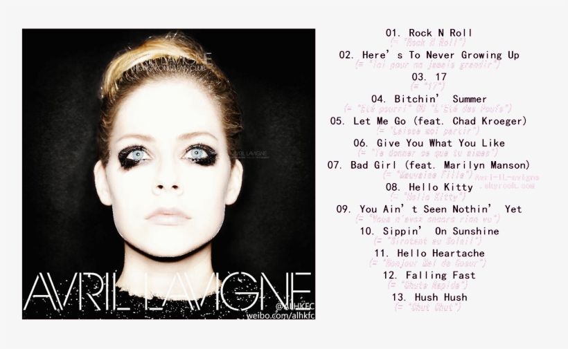 Version Sudio De 17, Tracklist Officielle Du Cinquième - Hello Heartache Avril Lavigne Audio, transparent png download